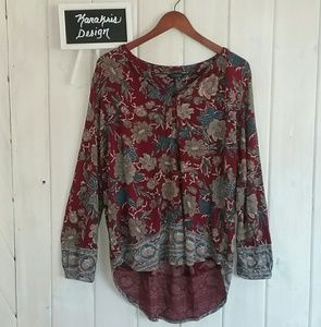 Lucky Brand Red Floral Tunic - Size XL NWOT